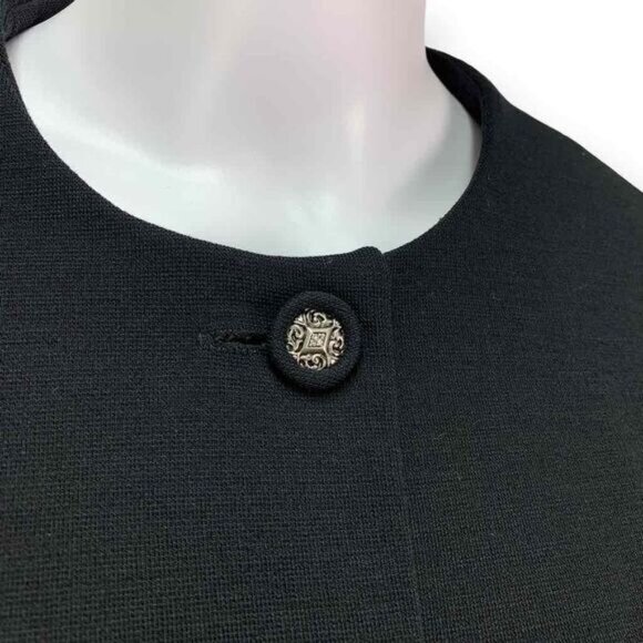 Vintage 60s Toni Todd Drop Waist Button Front Black Dress Jacket Size S - Picture 4 of 10